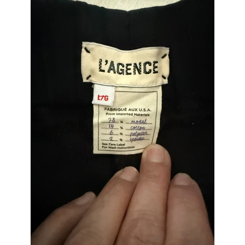 L'AGENCE Margot Coated High Rise Skinny Pants Black Pull On Leggings Size‎ L - Picture 4 of 7